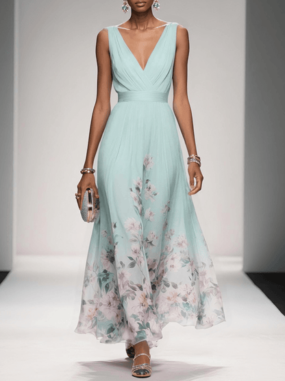 Montarello Women’s Floral Deep V-Neck Wedding Guest Dress
