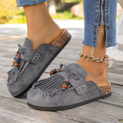 Montarello Tassel Beaded Women's Slip-On Shoes