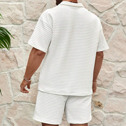 Montarello Men's Textured Knit Polo & Shorts Set
