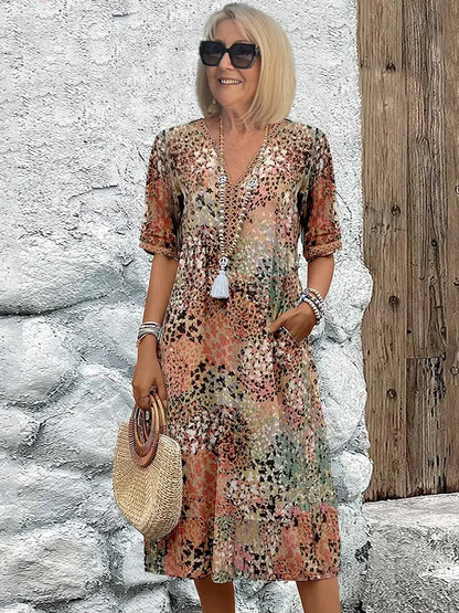 Montarello Tassel V-Neck Floral Midi Dress Women's