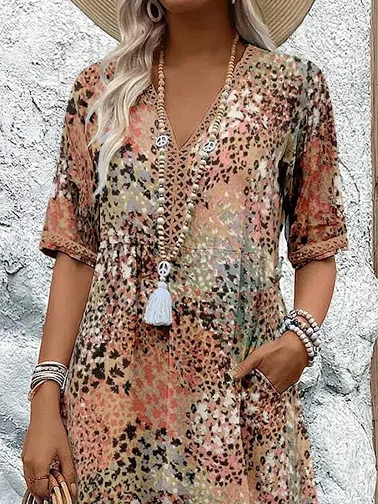 Montarello Tassel V-Neck Floral Midi Dress Women's