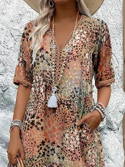 Montarello Tassel V-Neck Floral Midi Dress Women's