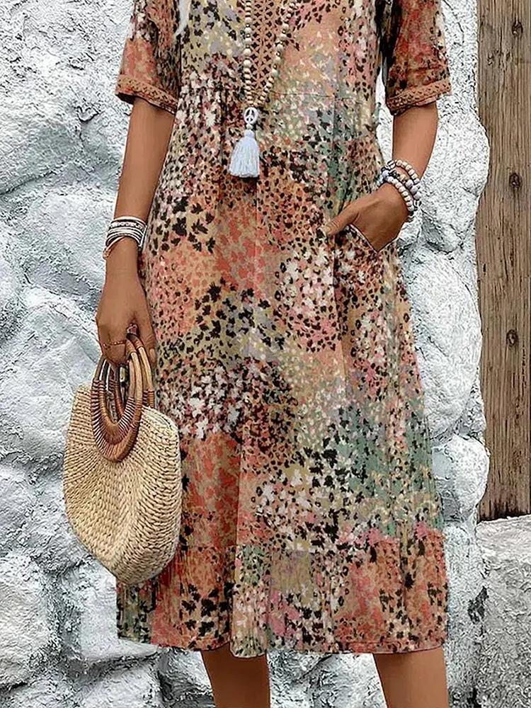 Montarello Tassel V-Neck Floral Midi Dress Women's