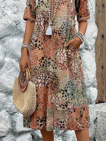 Montarello Tassel V-Neck Floral Midi Dress Women's