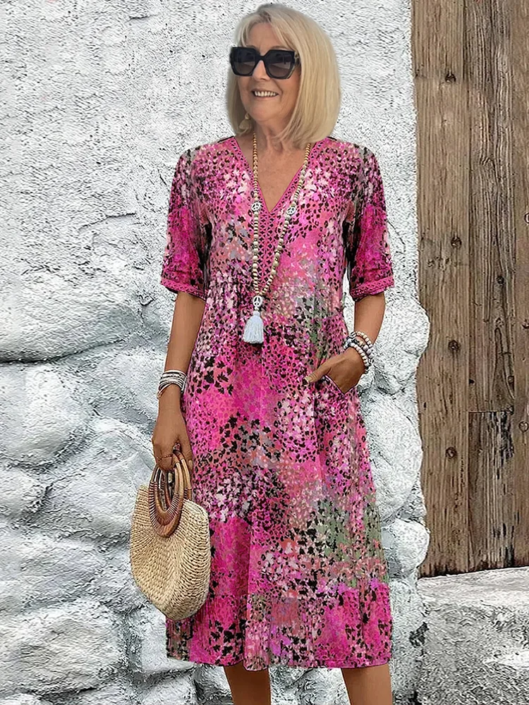 Montarello Tassel V-Neck Floral Midi Dress Women's