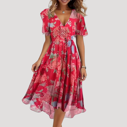 Montarello Floral Wrap V-Neck Midi Dress Women's