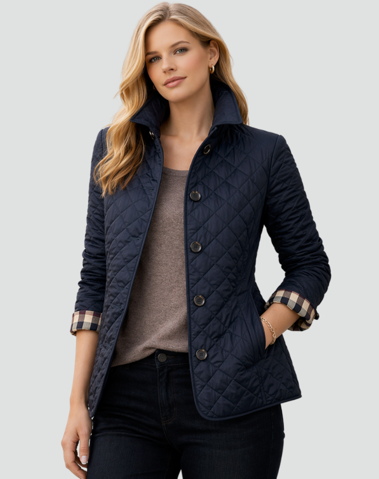 Montarello Women's Quilted Jacket Collared Button Front