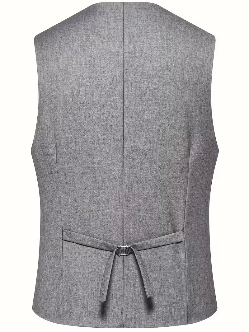 Montarello Men's Slim Fit Three-Piece Suit with Double-Breasted Waistcoat