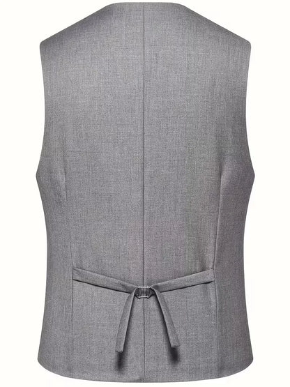 Montarello Men's Slim Fit Three-Piece Suit with Double-Breasted Waistcoat