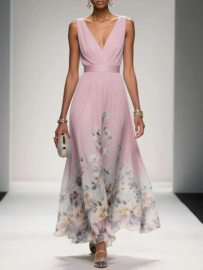 Montarello Women’s Floral Deep V-Neck Wedding Guest Dress
