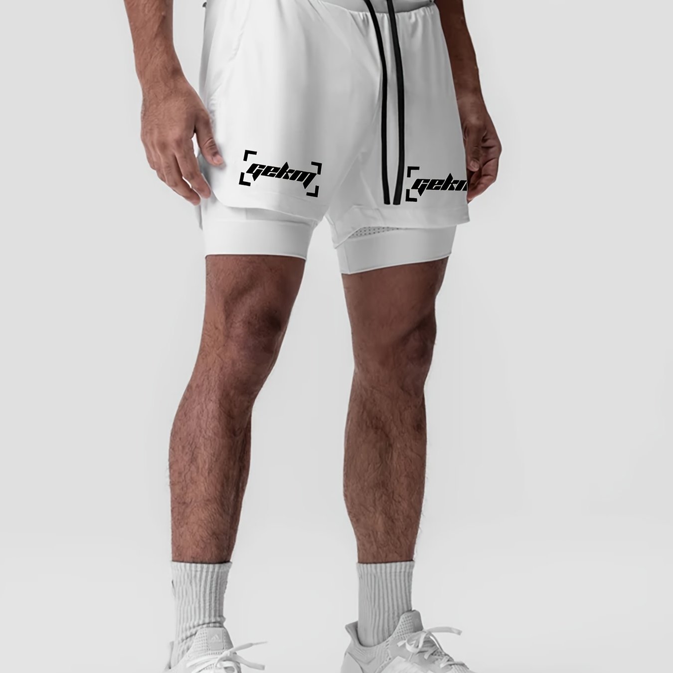 Montarello Men's 2-in-1 Compression Lined Gym Shorts with Zip Pocket