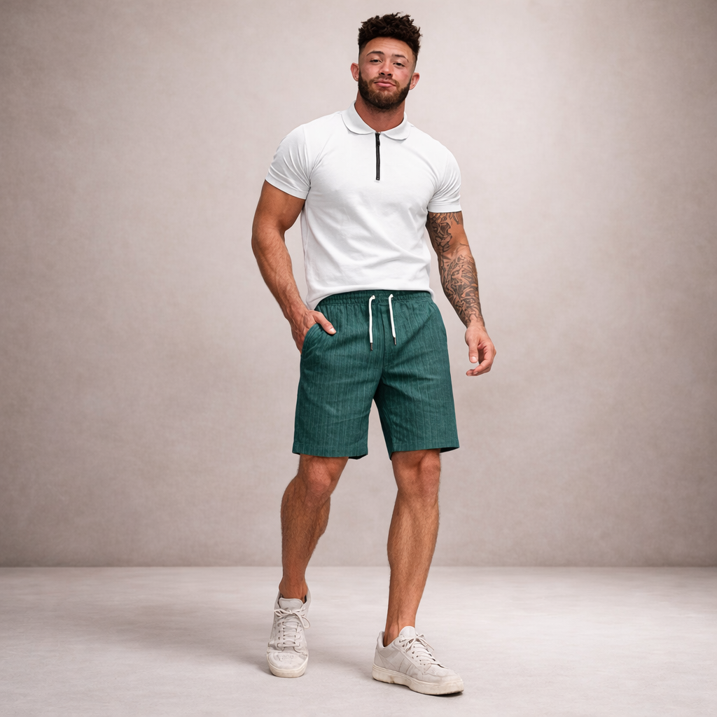 Shorts à cordon de serrage effet lin coupe régulière Montarello pour homme