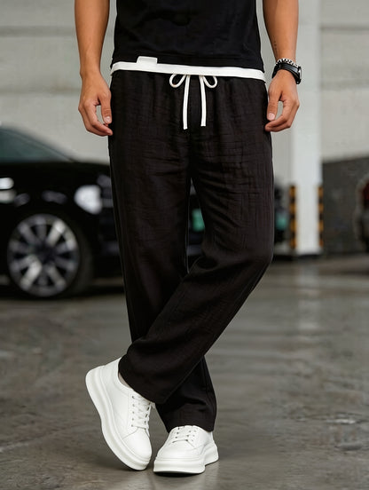 Montarello Men’s Linen-Look Relaxed Drawstring Trousers