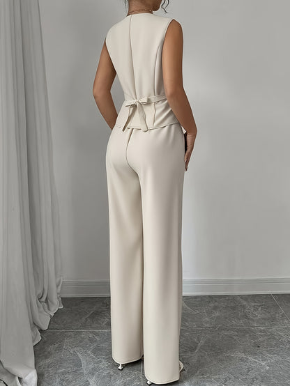 Montarello Women's Sleeveless V-Neck Top and Trousers Co-Ord Set