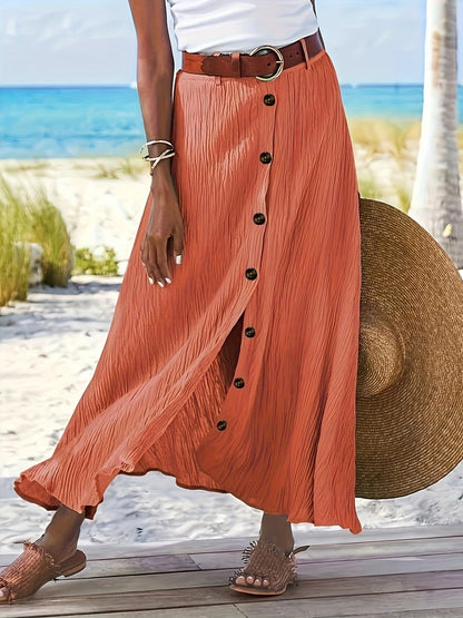 Montarello Button Front A-Line Maxi Skirt Women's