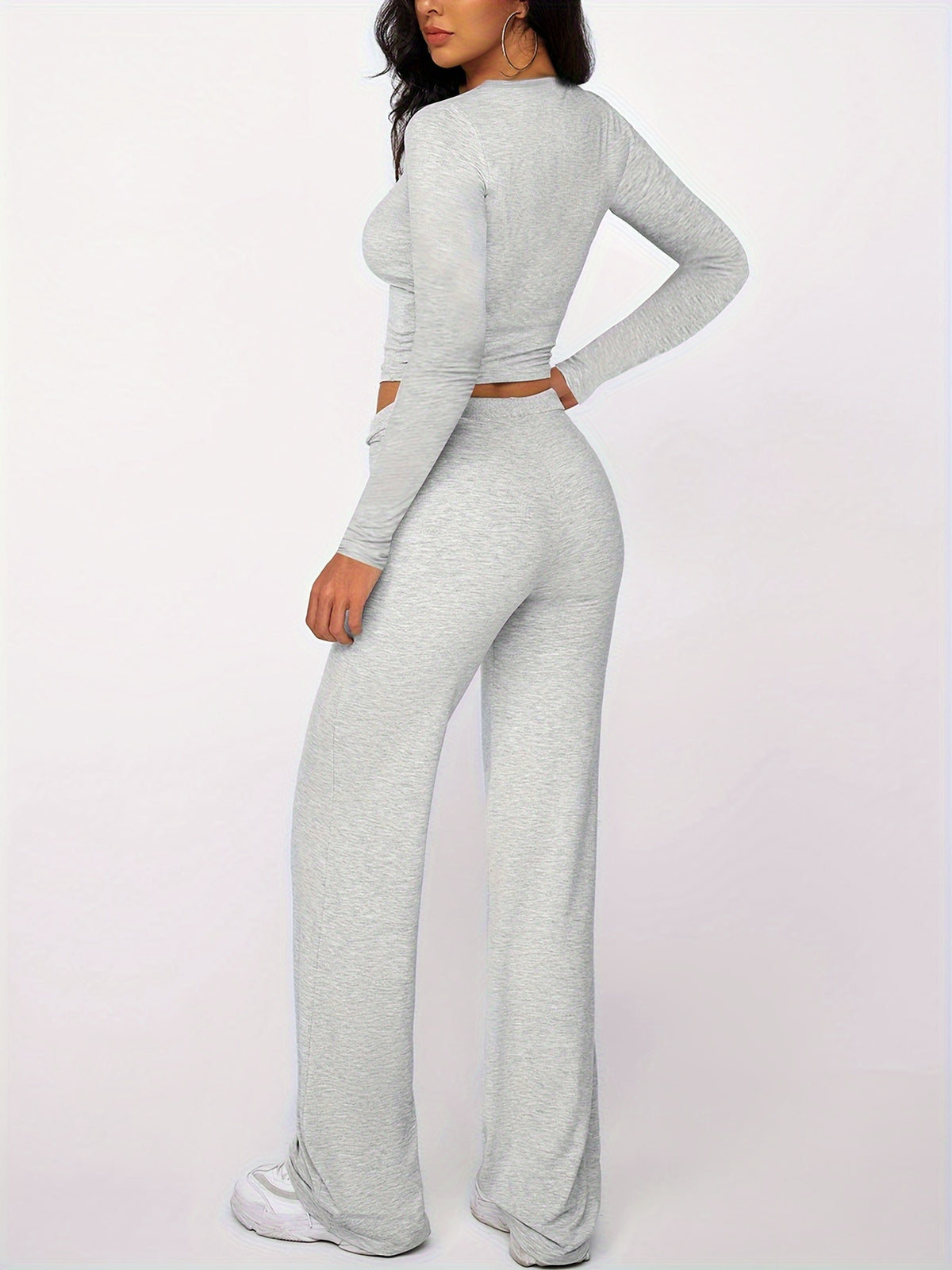 Montarello Women's Loungewear Set Ribbed Long Sleeve Drawstring Two Piece