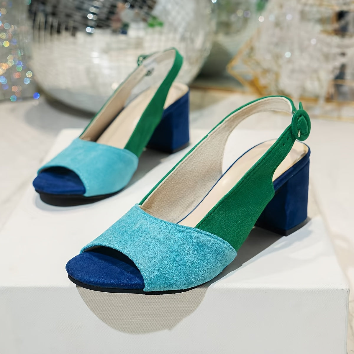 Montarello Colour Block Women's Block Heel Sandals