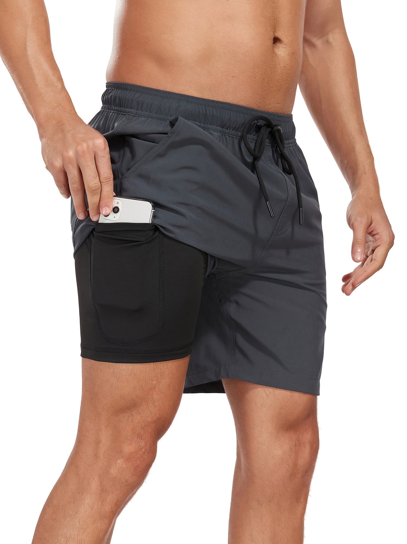 Montarello Men's Swim Shorts with Compression Liner and Pocket