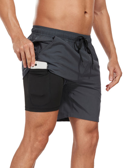 Montarello Men's Swim Shorts with Compression Liner and Pocket