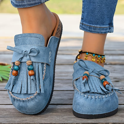 Montarello Tassel Beaded Women's Slip-On Shoes