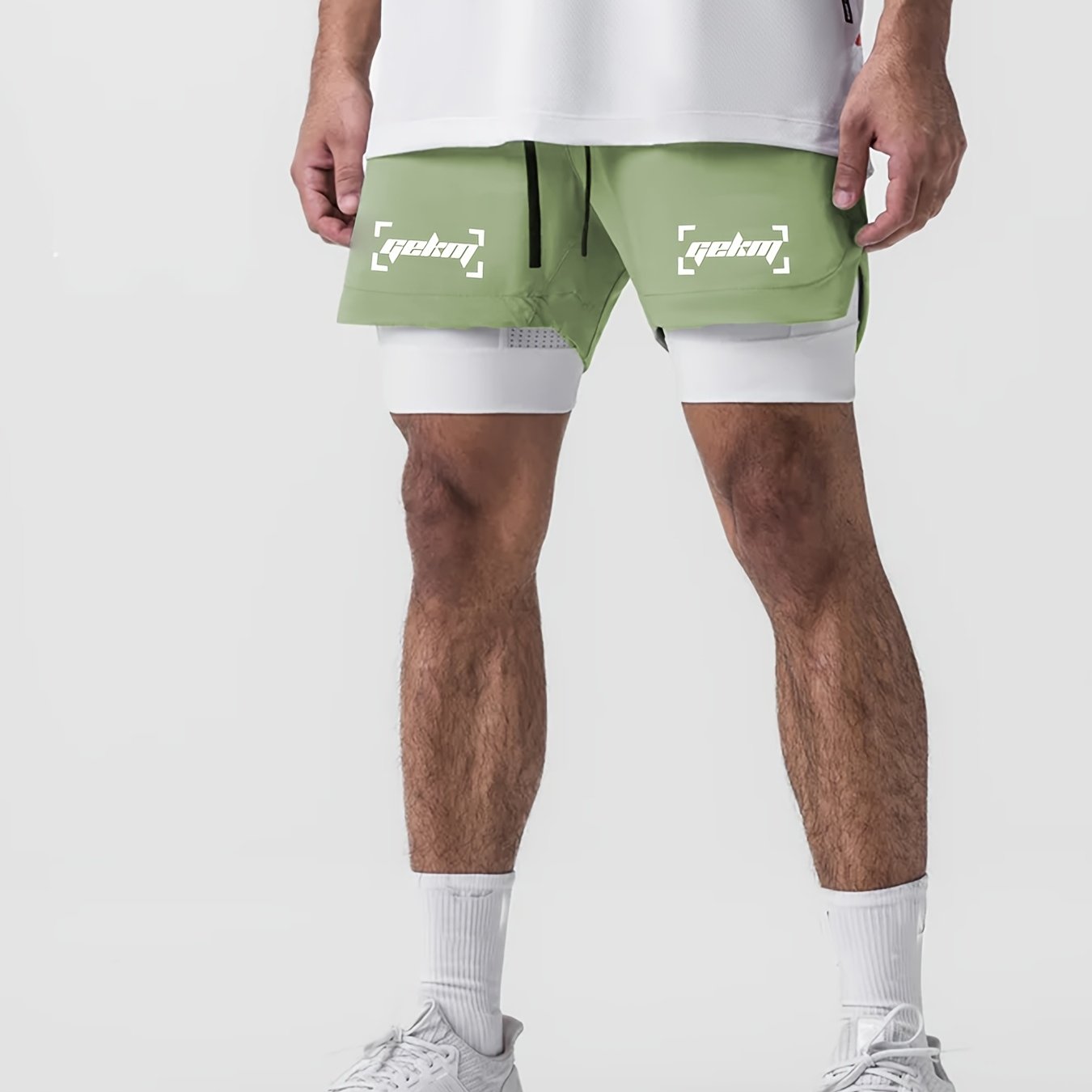Montarello Men's 2-in-1 Compression Lined Gym Shorts with Zip Pocket