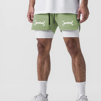 Montarello Men's 2-in-1 Compression Lined Gym Shorts with Zip Pocket