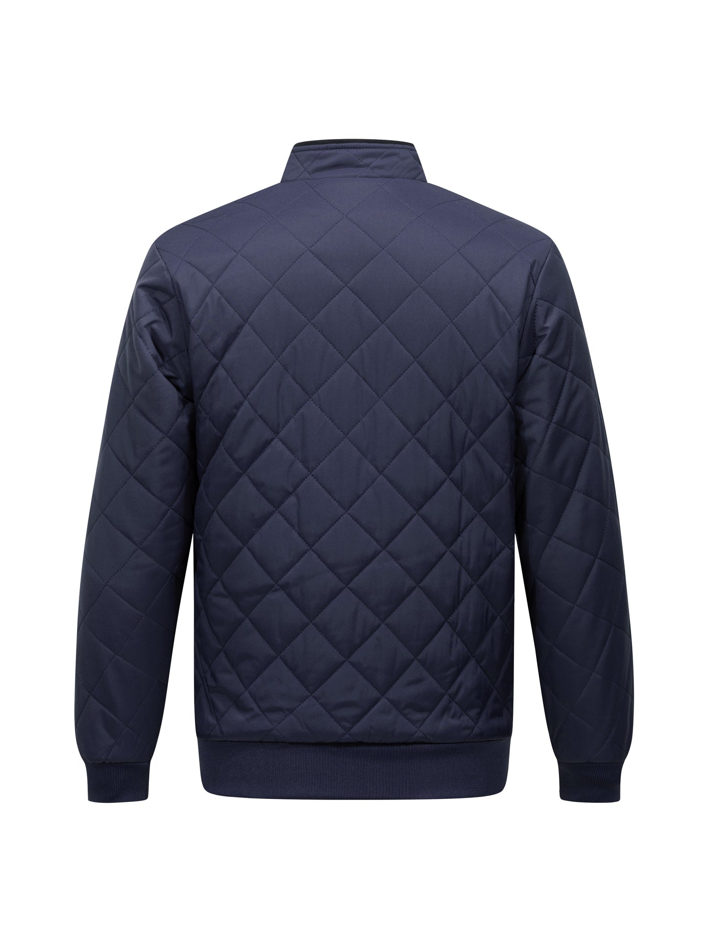 Montarello Men's Diamond Quilted Zip-Up Jacket with Stand Collar