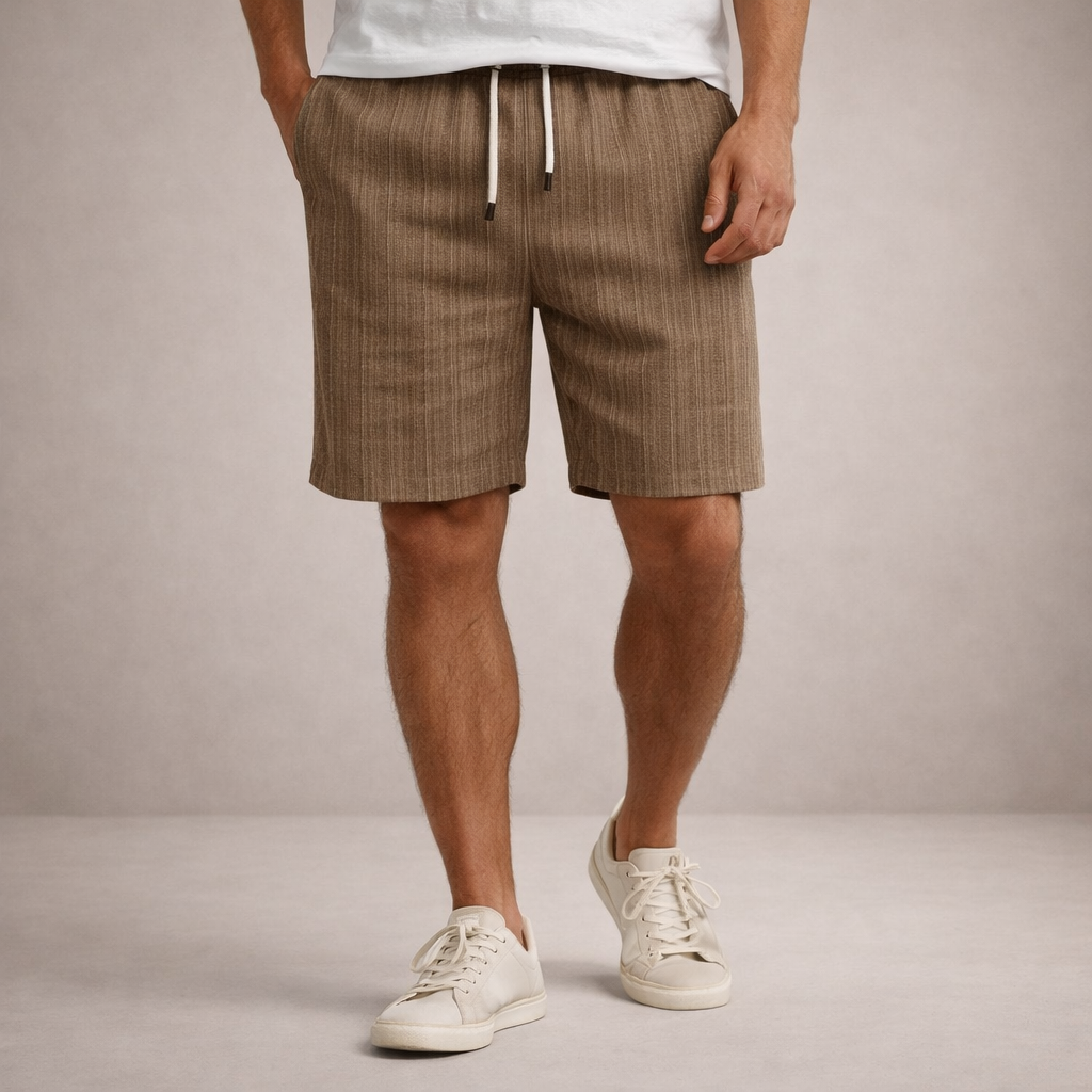 Shorts à cordon de serrage effet lin coupe régulière Montarello pour homme