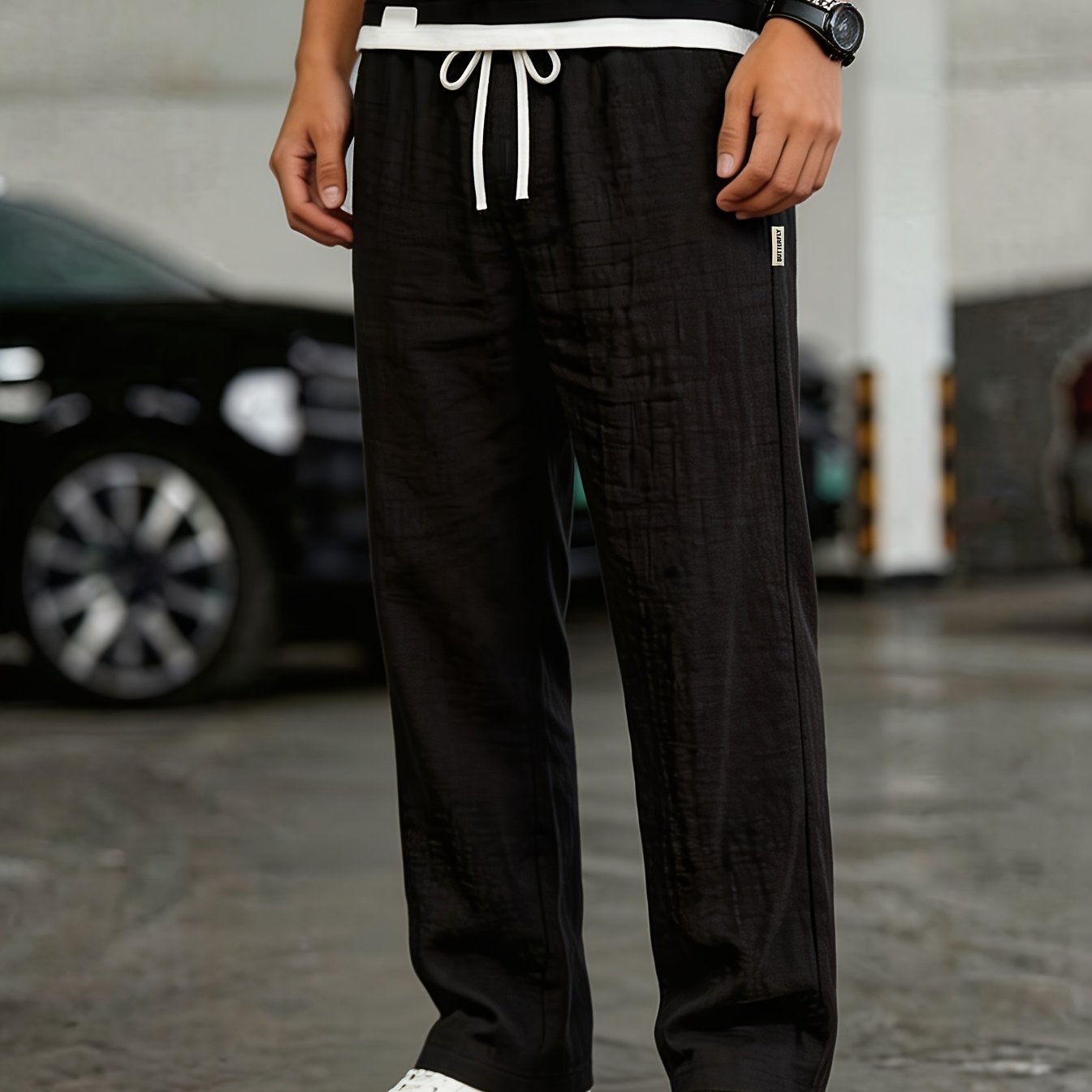 Montarello Men’s Linen-Look Relaxed Drawstring Trousers