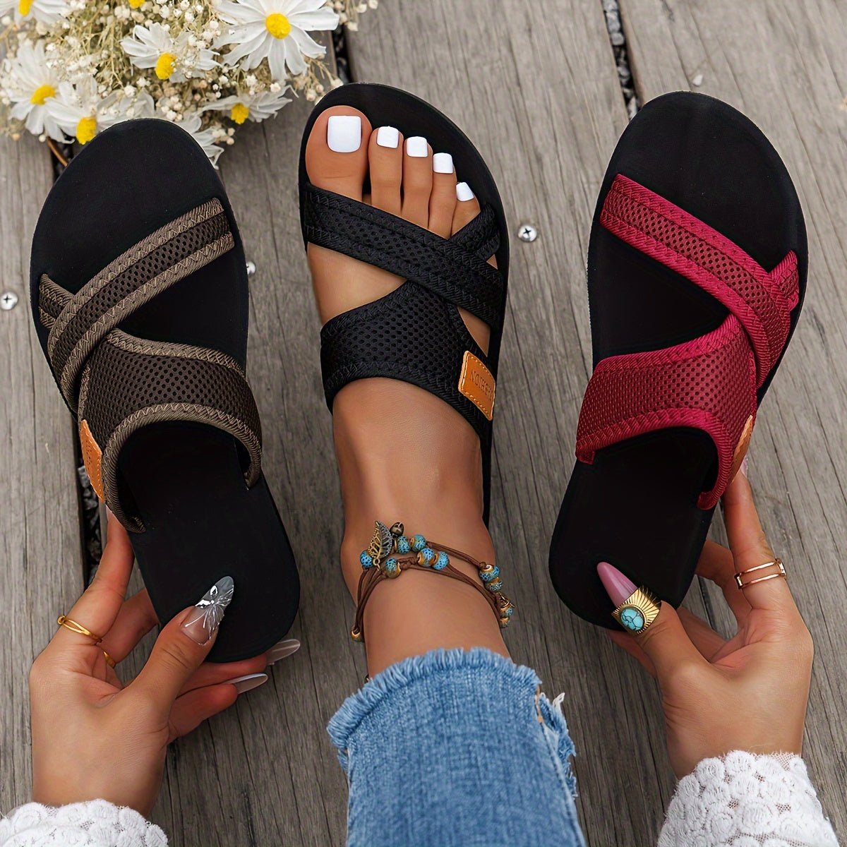 Montarello Women's Sporty Breathable Mesh Slide Sandals