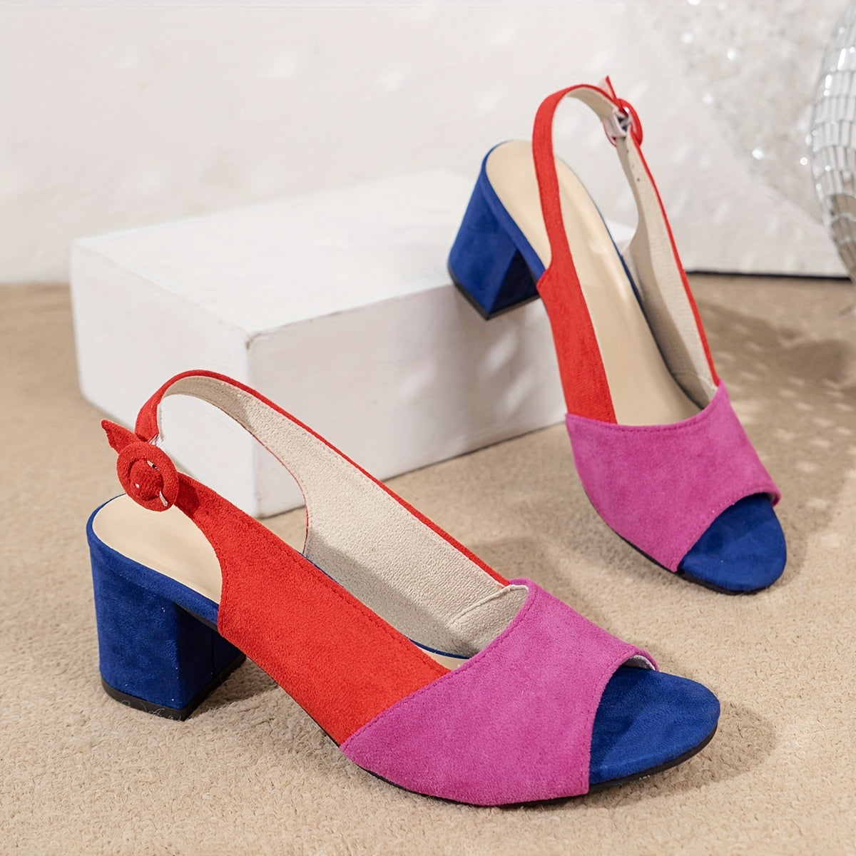 Montarello Colour Block Women's Block Heel Sandals