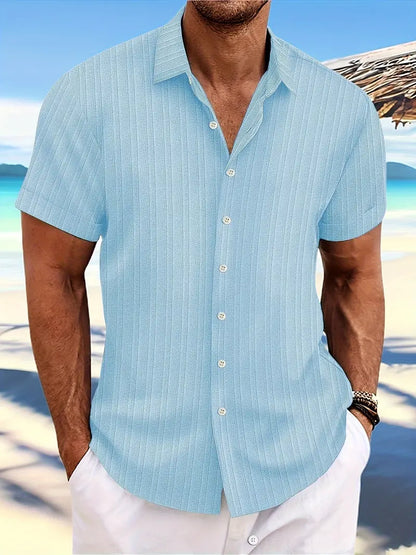 Chemise à manches courtes côtelée avec boutons pour homme Montarello