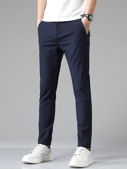 Montarello Men's Slim Fit Stretch Trousers with Straight Leg