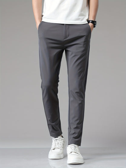 Montarello Men's Slim Fit Stretch Trousers with Straight Leg