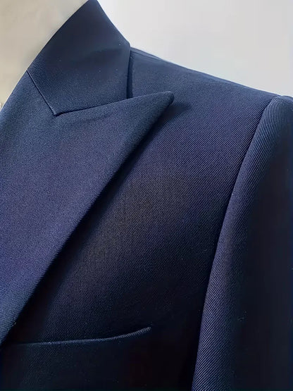 Montarello Men's Slim Fit Three-Piece Suit with Double-Breasted Waistcoat
