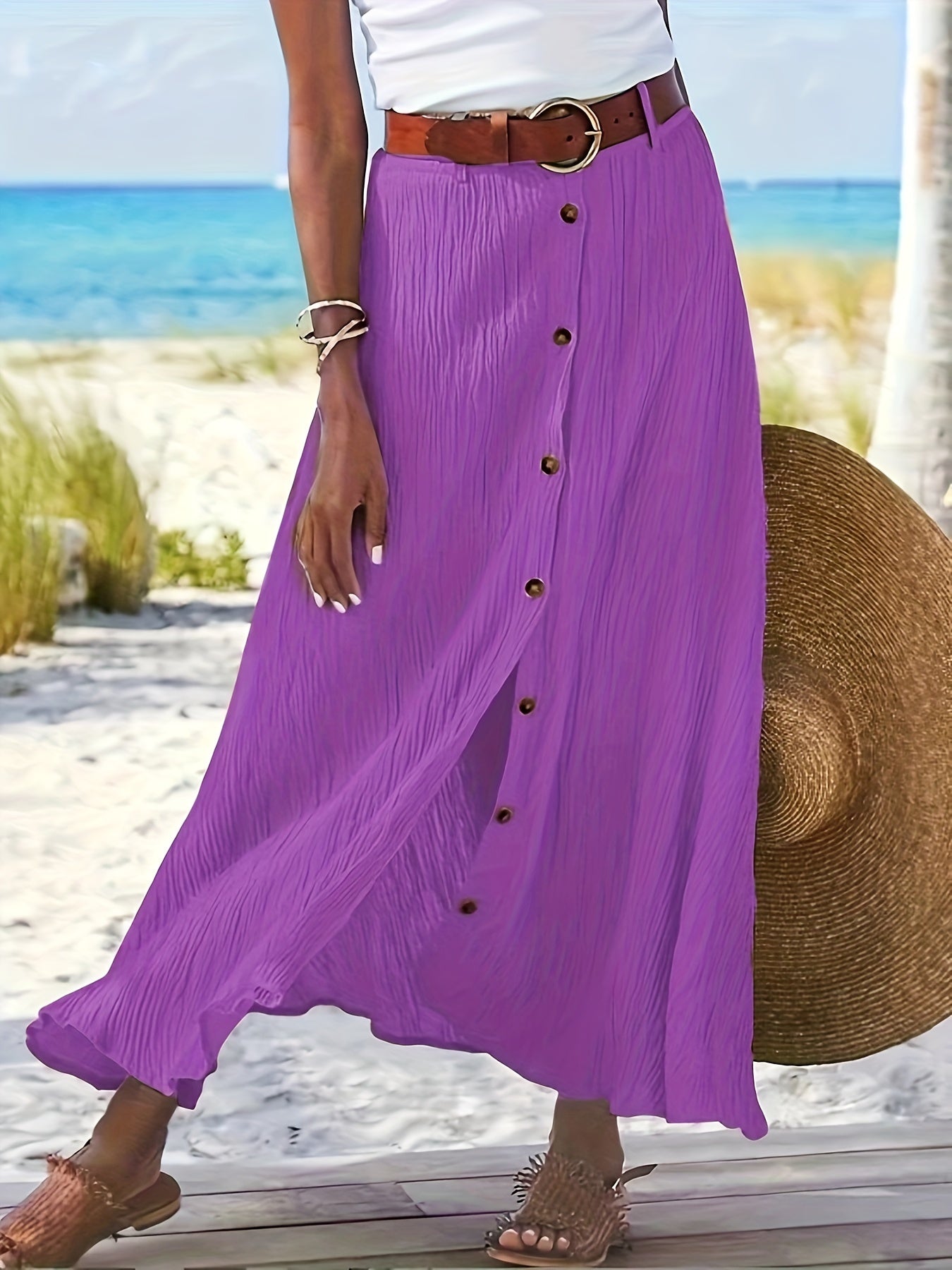 Montarello Button Front A-Line Maxi Skirt Women's
