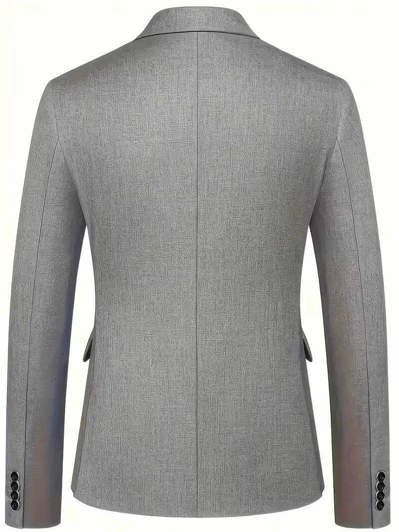 Montarello Men's Slim Fit Three-Piece Suit with Double-Breasted Waistcoat