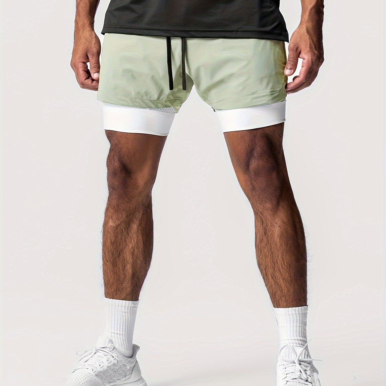 Montarello Men's 2-in-1 Compression Lined Gym Shorts with Zip Pocket