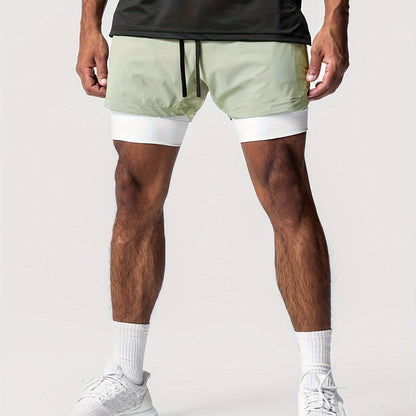 Montarello Men's 2-in-1 Compression Lined Gym Shorts with Zip Pocket