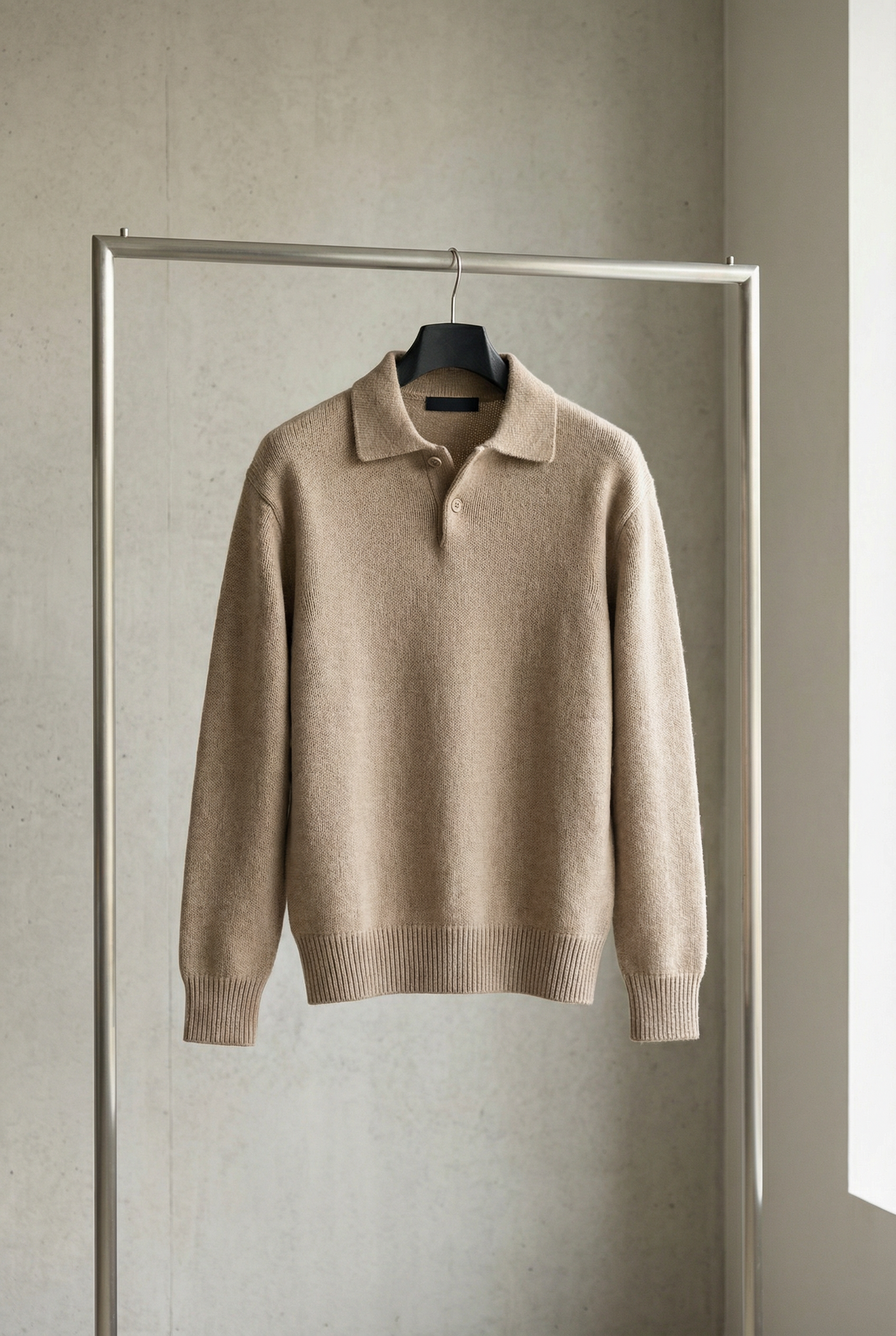Montarello Men's Polo Jumper Knitted Textured Relaxed Fit