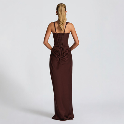 Montarello Square Neck Draped Maxi Dress Evening