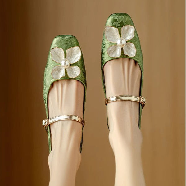 Montarello Women's Floral Block Heel Slingback Pumps