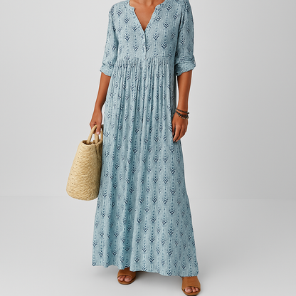 Robe chemise maxi à imprimé bohème manches longues pour femme Montarello  