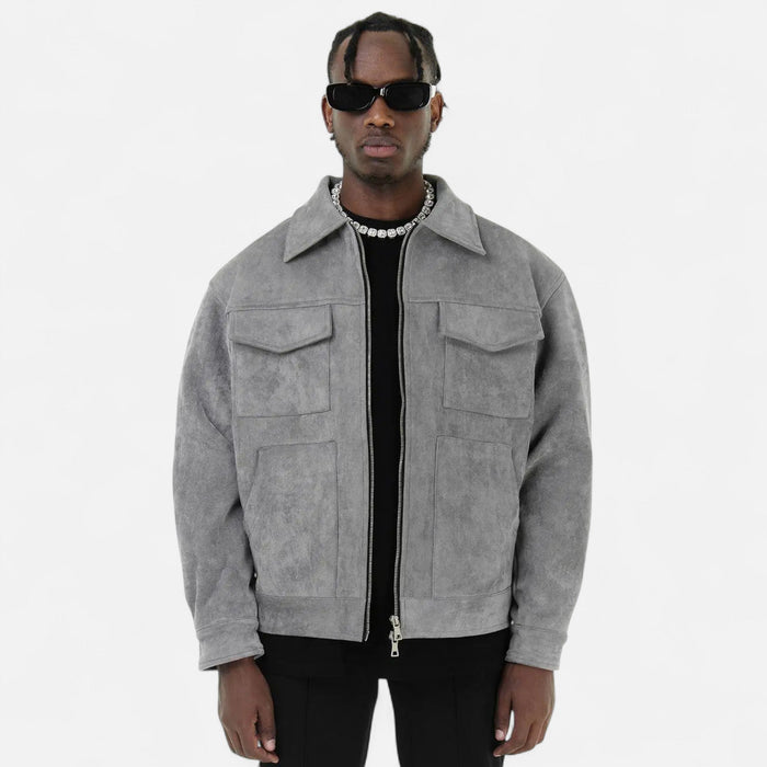 Montarello Men's Suede-Look Jacket with Relaxed Fit