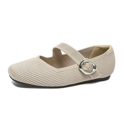 Montarello Women's Square Toe Knit Mary Jane Flats