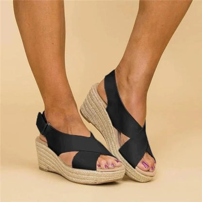 Montarello Cross Strap Espadrille Wedge Sandals Women's