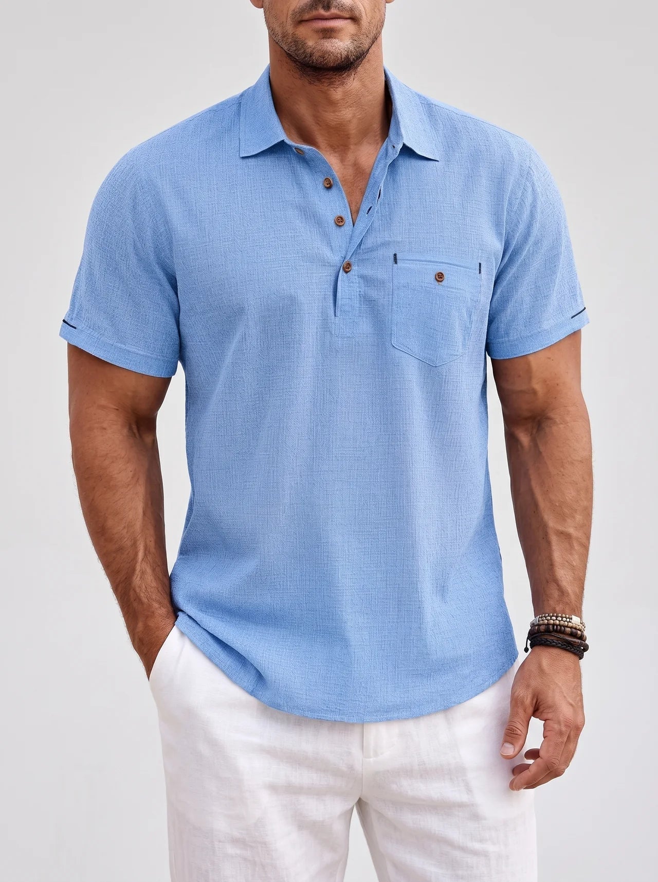 Montarello Men's Short-Sleeve Linen-Look Holiday Polo Shirt