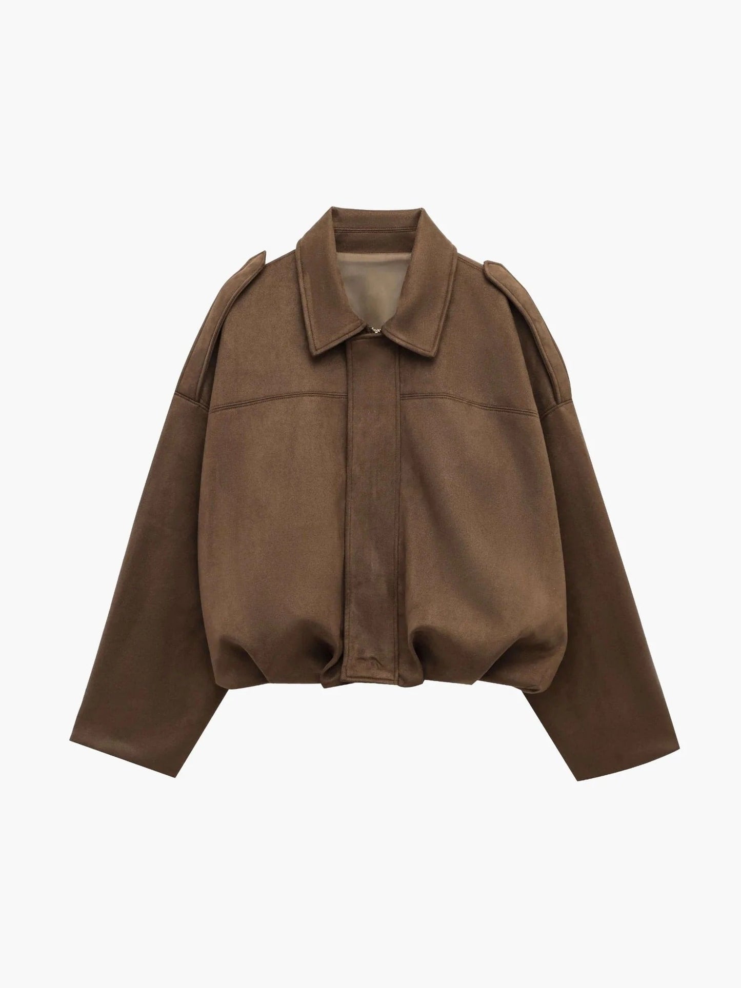 Montarello Women's Faux Suede Bomber Jacket with Collar