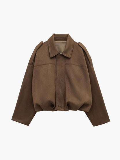 Montarello Women's Faux Suede Bomber Jacket with Collar