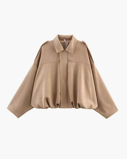 Montarello Women's Faux Suede Bomber Jacket with Collar